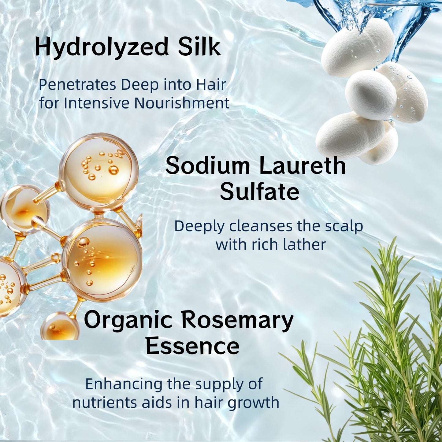 Rosemary Biotin Shampoo - Volumizing, Sulfate-Free, for Thinning, Dry, Damaged Hair, Vegan, Color-Safe, , Suitable for both men and women