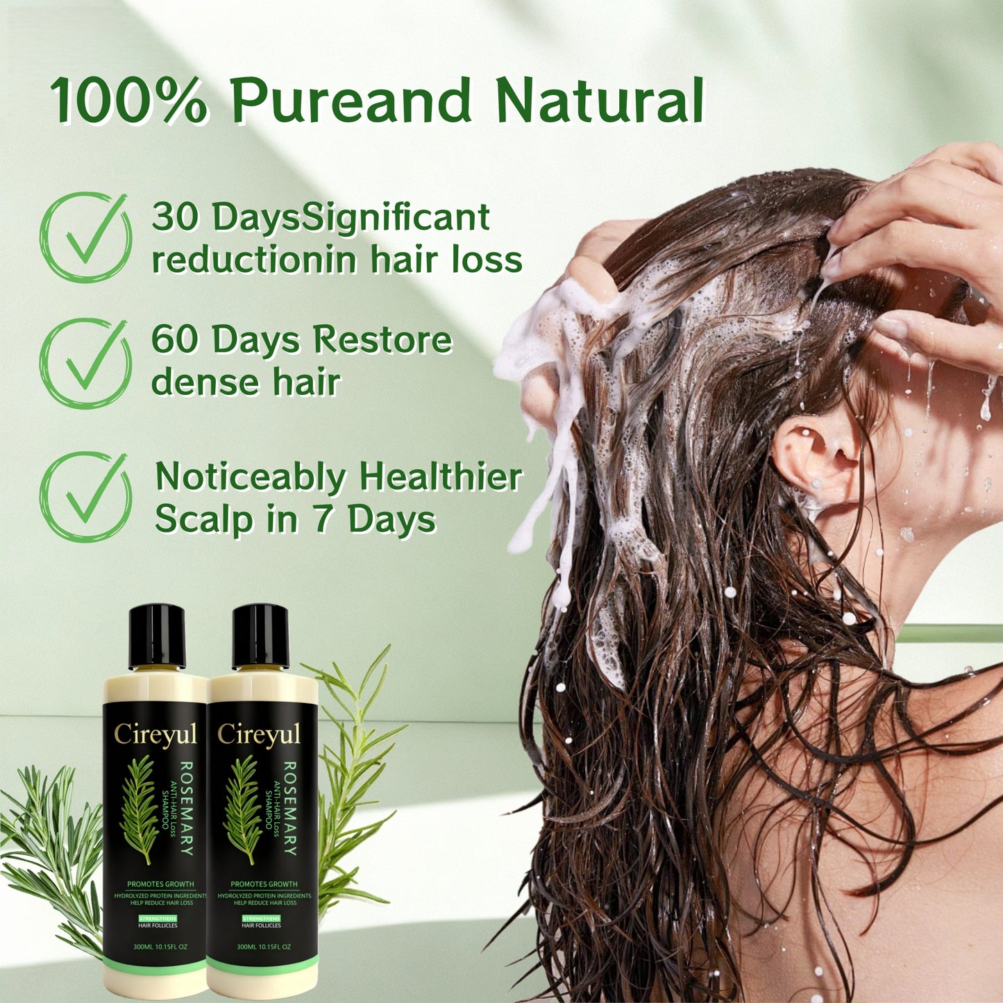 Rosemary Biotin Shampoo - Volumizing, Sulfate-Free, for Thinning, Dry, Damaged Hair, Vegan, Color-Safe, , Suitable for both men and women